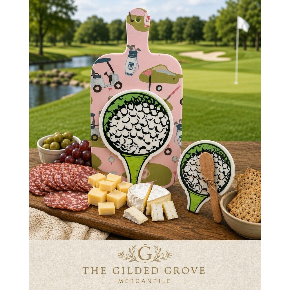 Mud Pie Golf Tee Melamine Cutting Board Napkins Spreader Set Gift